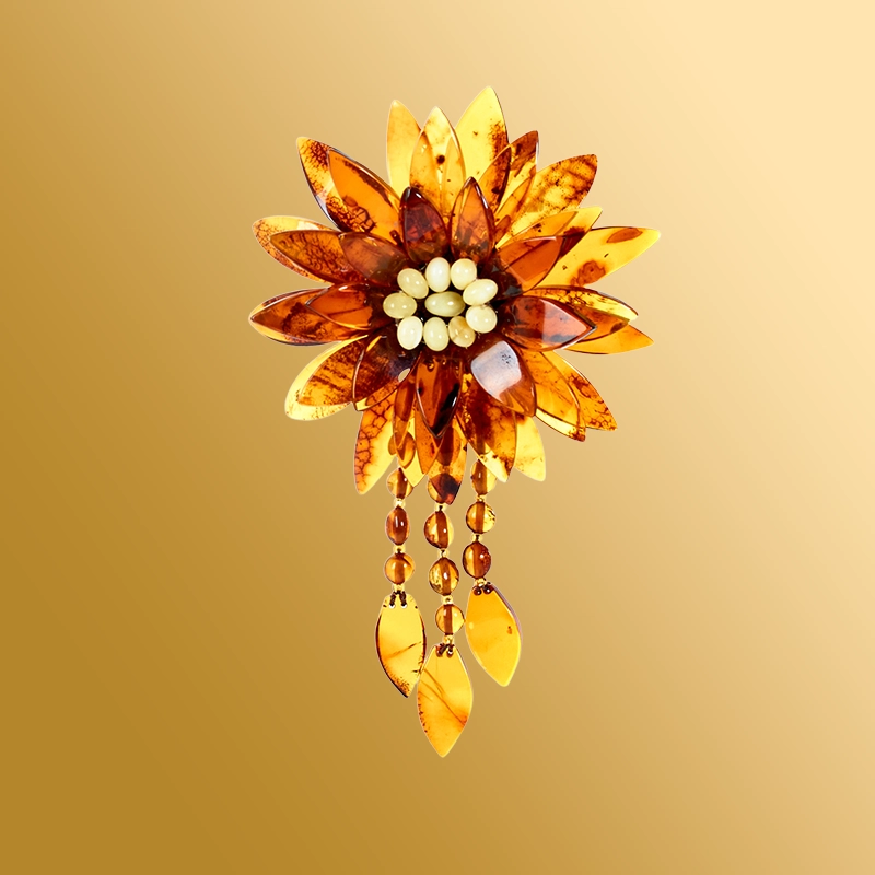 Брошь-кулоны с янтарем